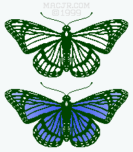 Original butterfly template and first Blue Butterfly
