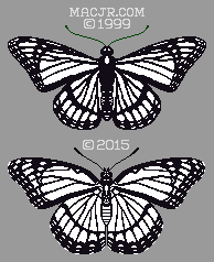 Templates of the original Red Butterfly, and Viceroy Butterfly